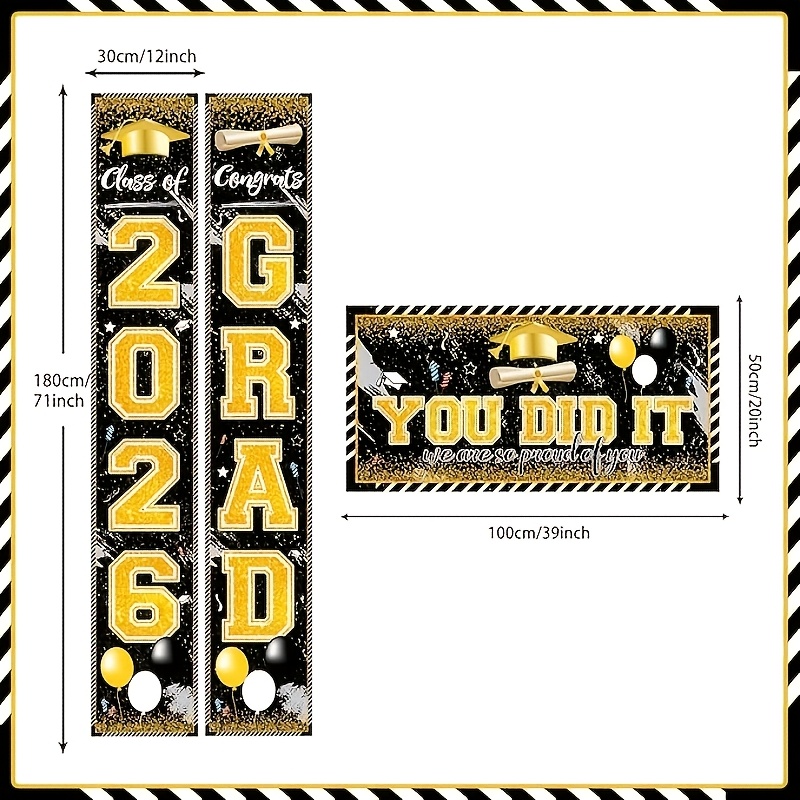 Party Banner Gold - Banners de Formatura 2D 3 Peças