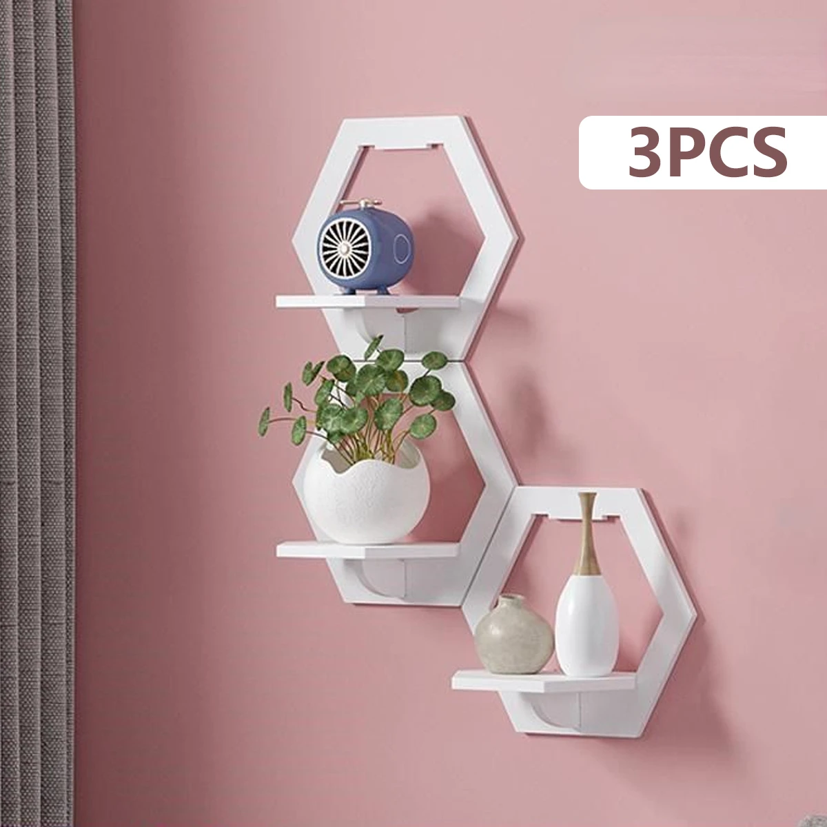 Flower Wall Panel - 3 pçs hexágono prateleira de parede