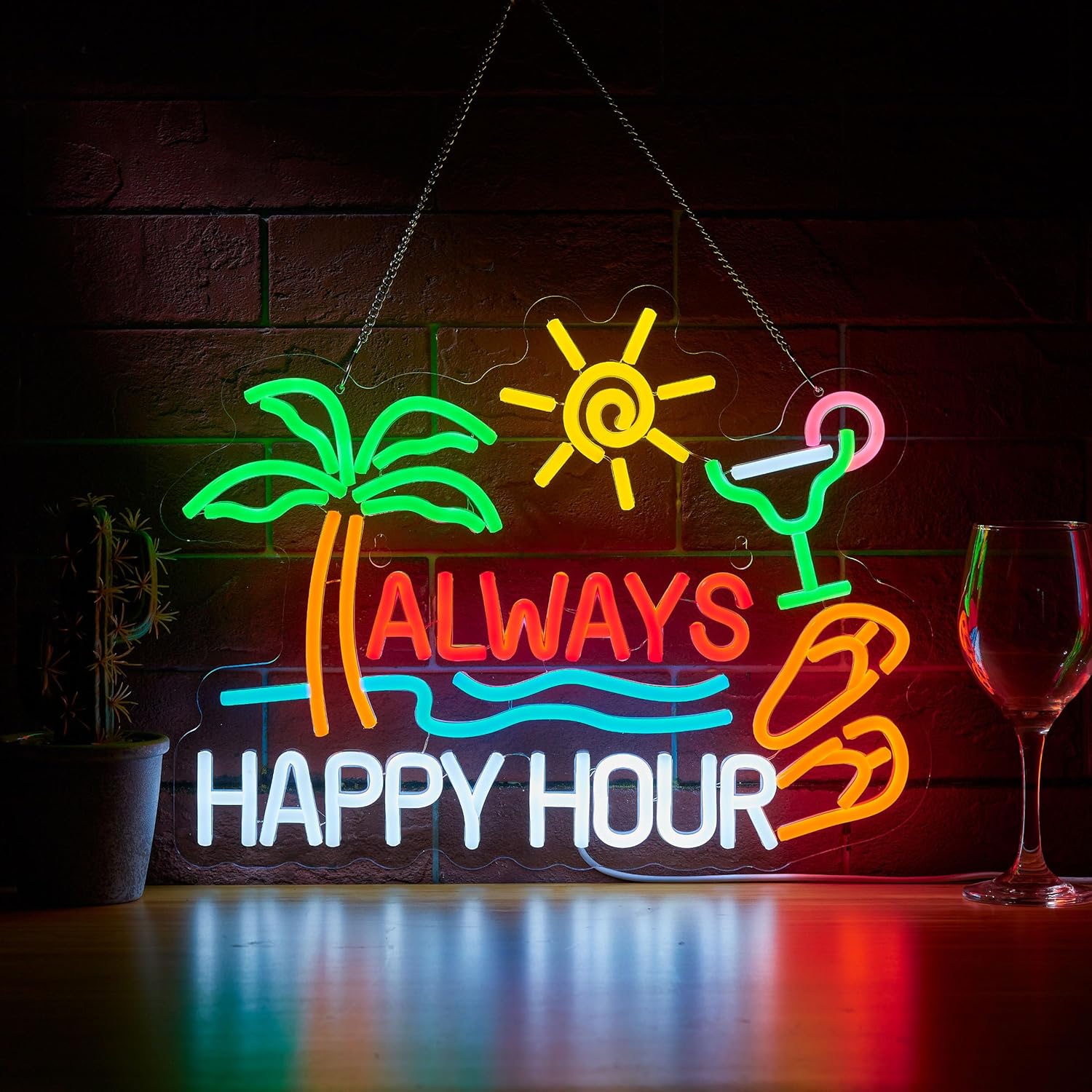 Neon Sign Party - Letreiro Neon 'Always Happy Hour' para