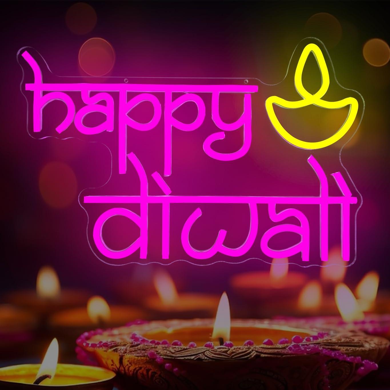 Neon Sign Party - Letreiro Neon Feliz Diwali com LED