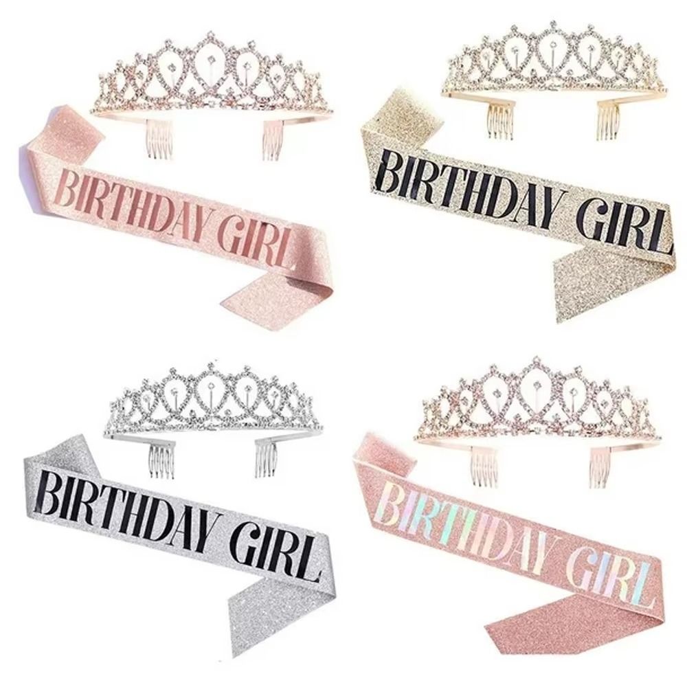 Birthday Sash Glitter - Conjunto de 2 Peças: Nova Coroa