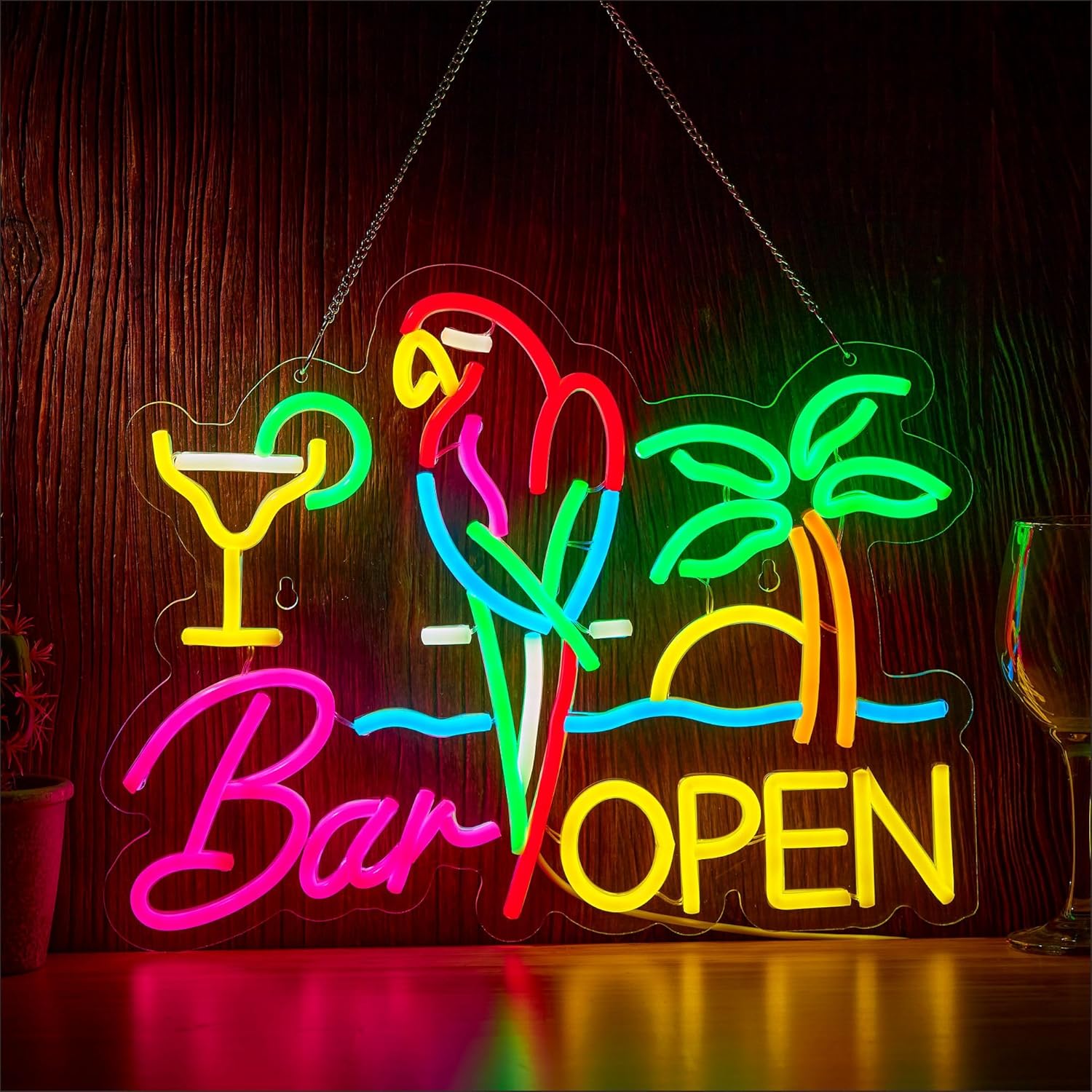Neon Sign Party - Letreiro Neon Aberto para Bar, Luz