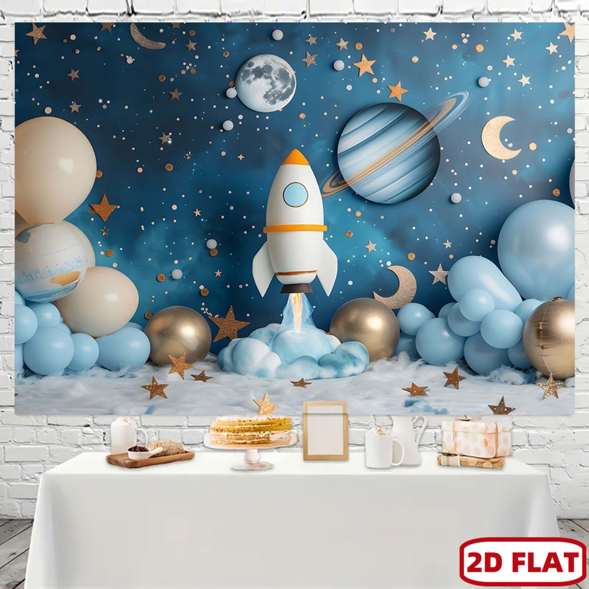 Event Launch Party - Banner de festa temático espacial plano