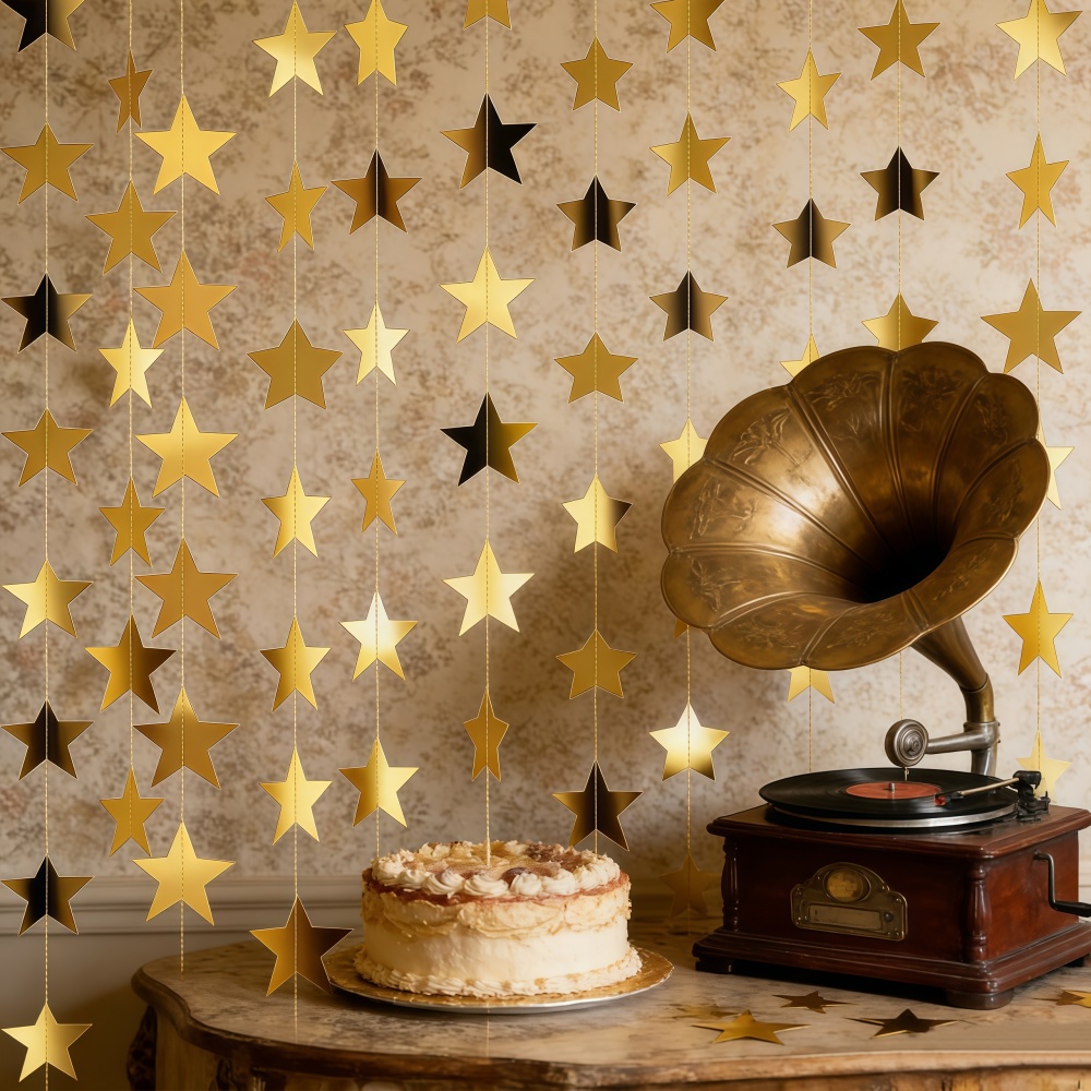 Party Banner Gold - 1 peça de Guirlanda de Estrelas