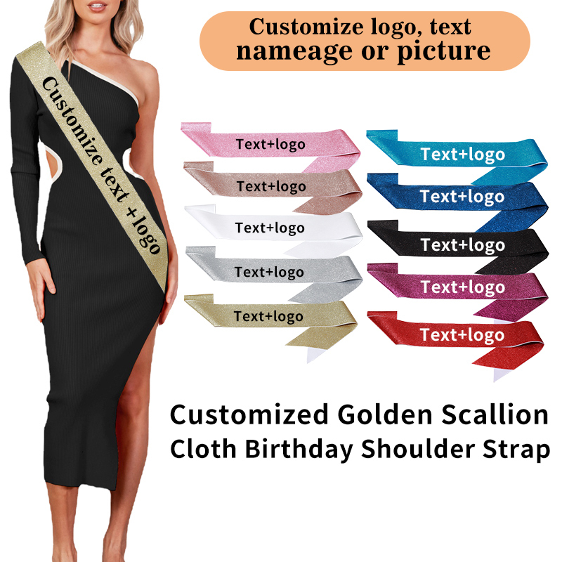 Birthday Sash Glitter - Faixa de cetim com glitter personalizada,