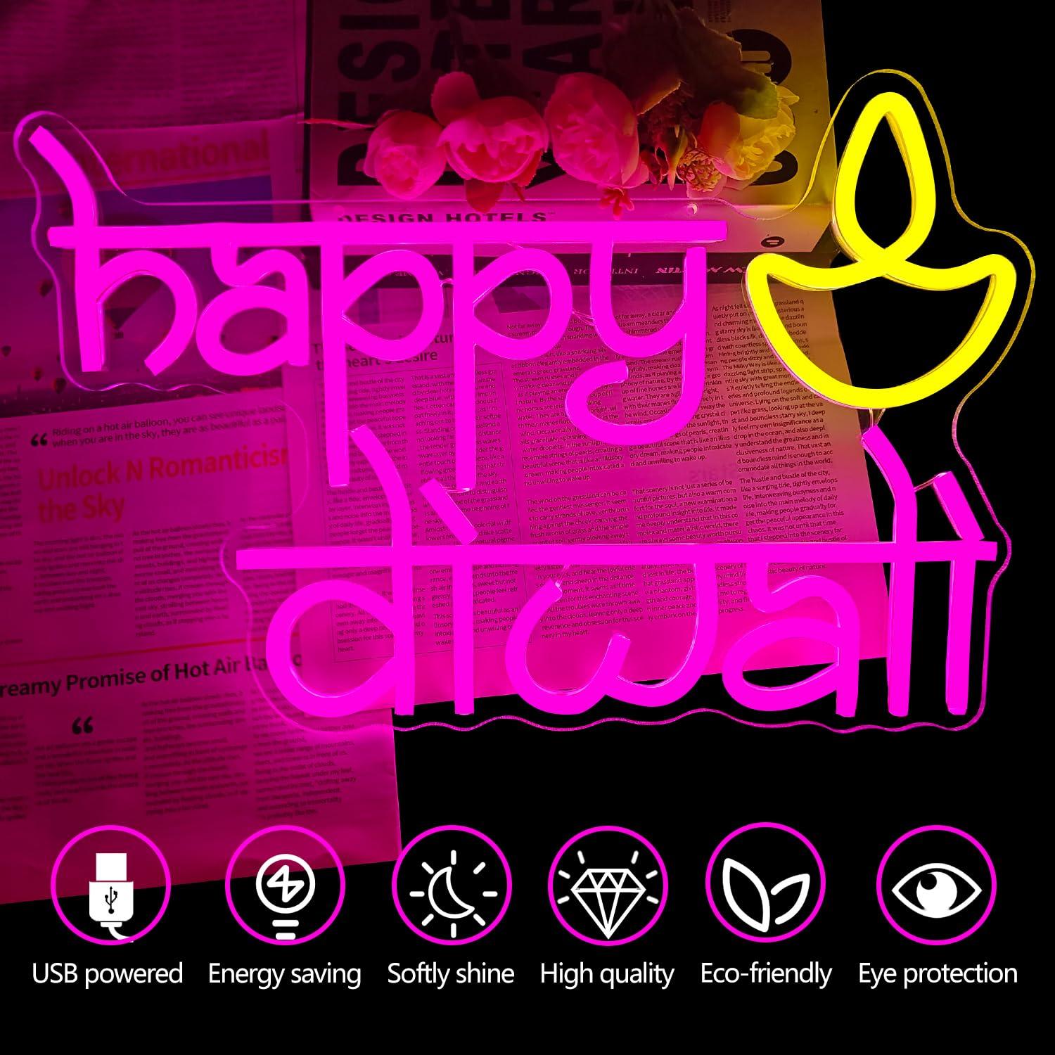 Letreiro Neon Feliz Diwali com - Neon Sign Party avaliação e preço