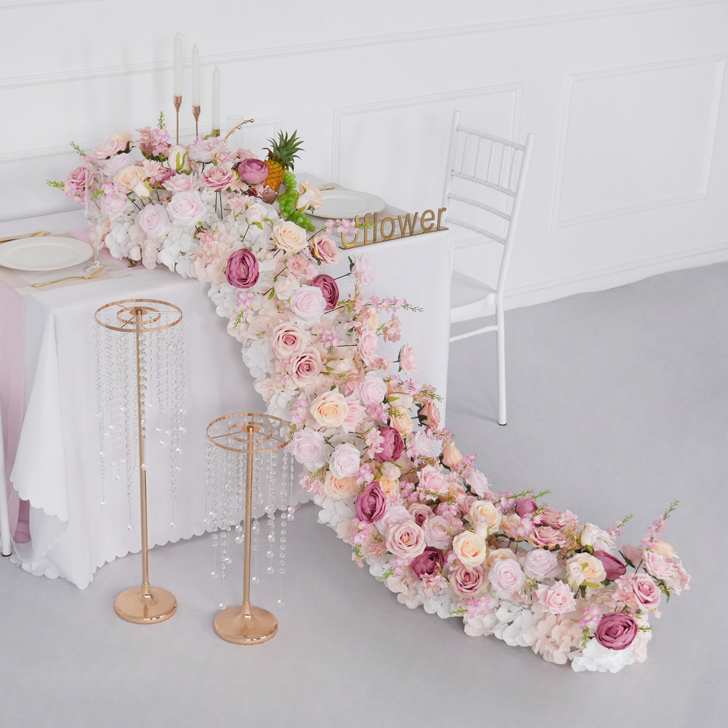 Uflower luxo flor artificial l - Flower Wall Panel avaliação e preço