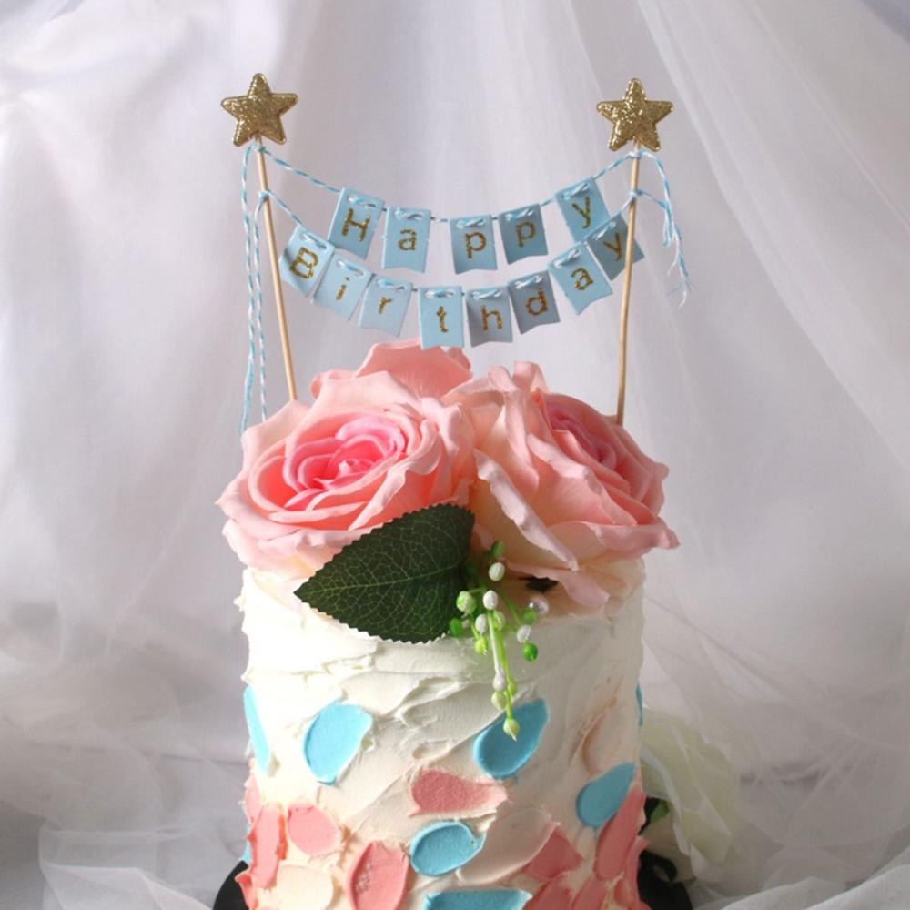 Bandeiras de bolo de feliz ani - Party Banner Gold avaliação e preço