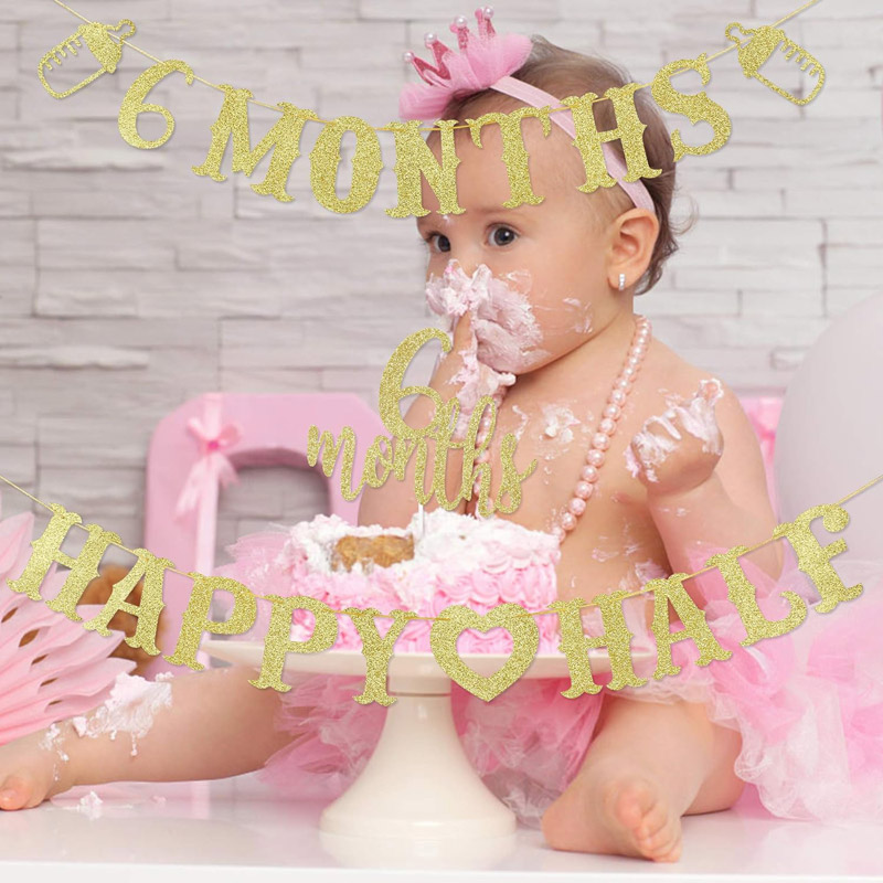 Banner de 6 Meses com Glitter  - Party Banner Gold avaliação e preço