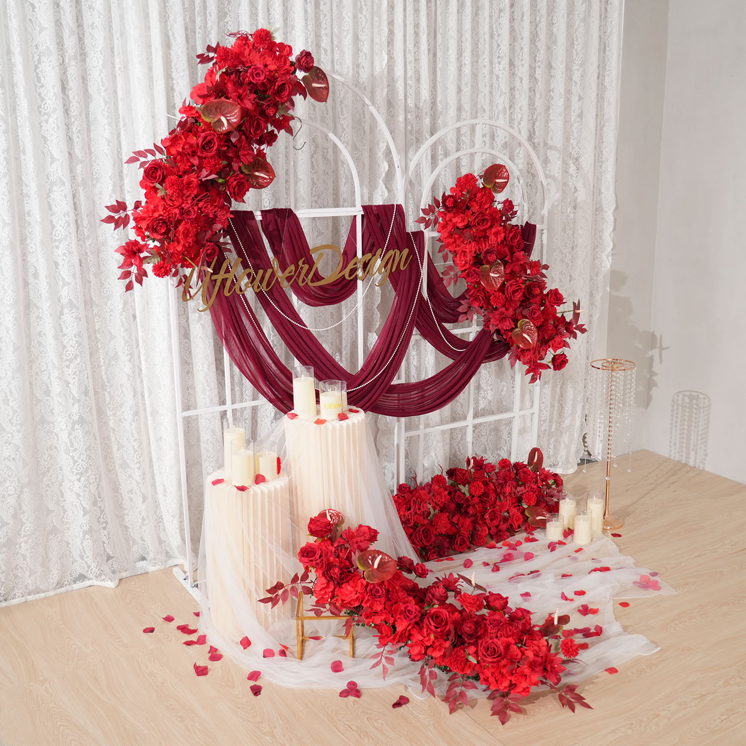 Uflower flor vermelha linha ar - Flower Wall Panel avaliação e preço