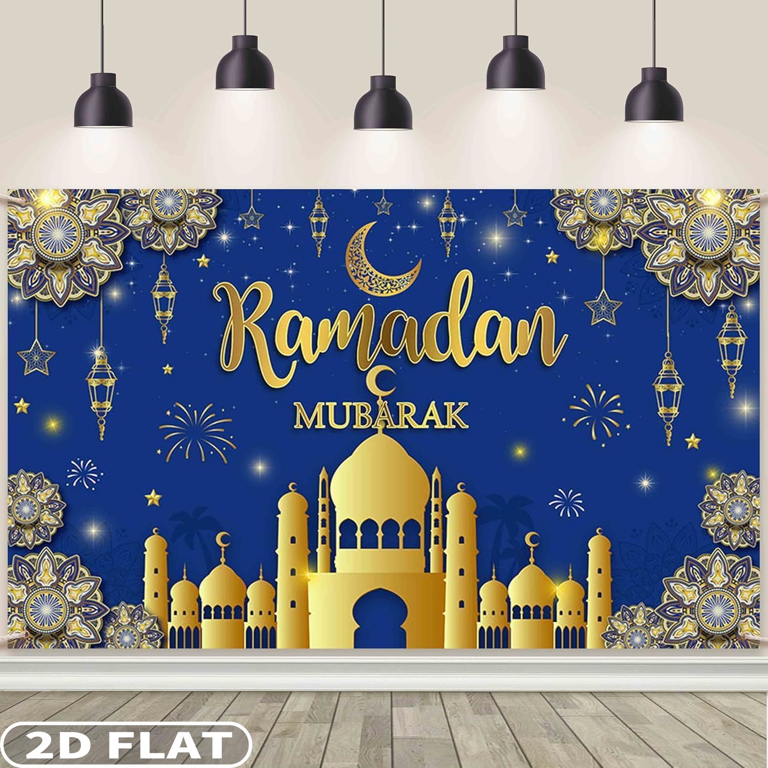 2d plana 1pc ramadan mubarak c - Party Banner Gold avaliação e preço