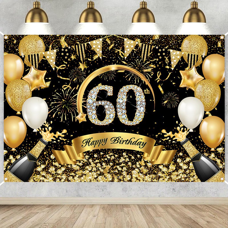 Feliz 30o 40o 50o aniversário  - Party Banner Gold avaliação e preço
