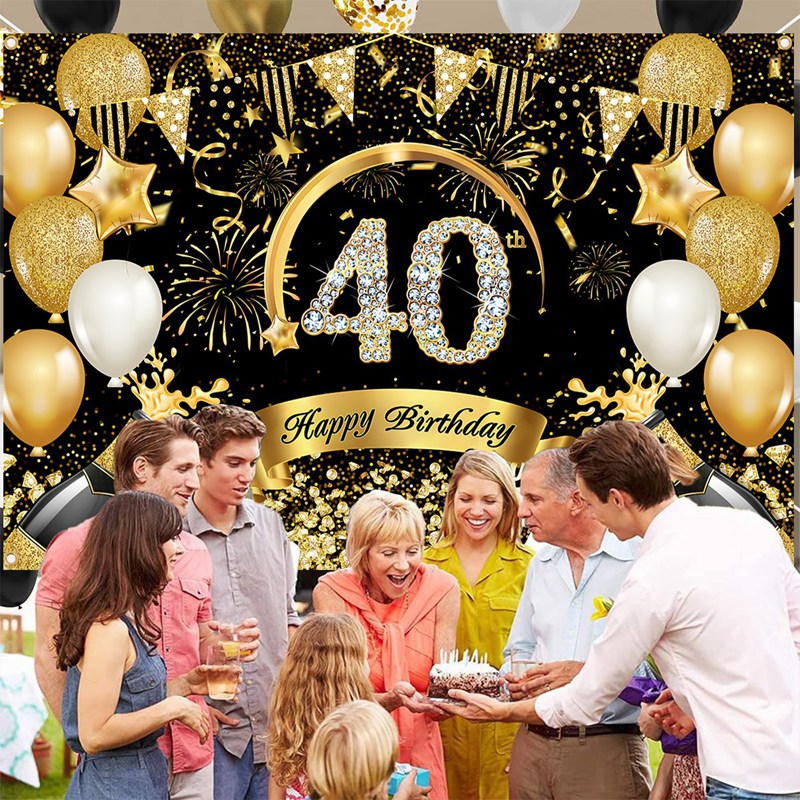 Feliz 30o 40o 50o aniversário  - Party Banner Gold avaliação e preço