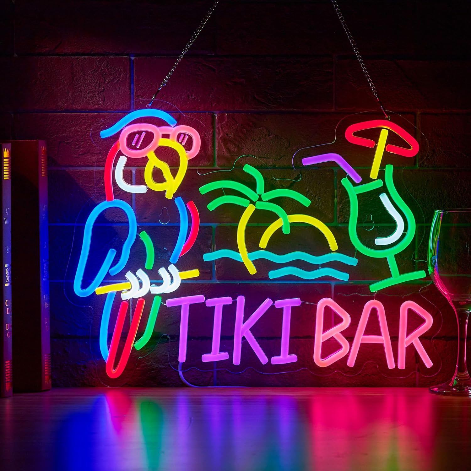 Letreiro Neon Tiki Bar Papagai - Neon Sign Party avaliação e preço