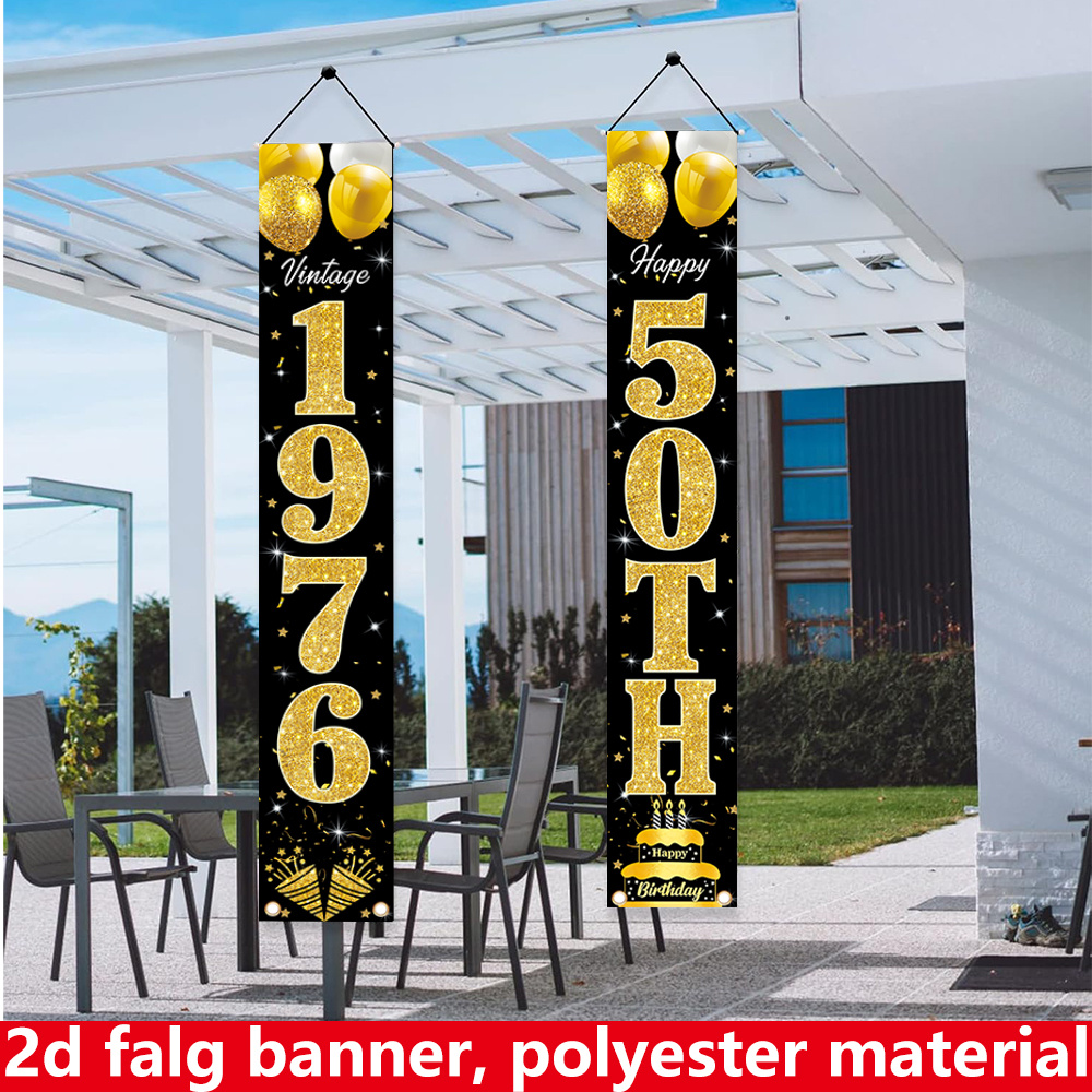 Banner plano 2D, banner de ani - Party Banner Gold avaliação e preço