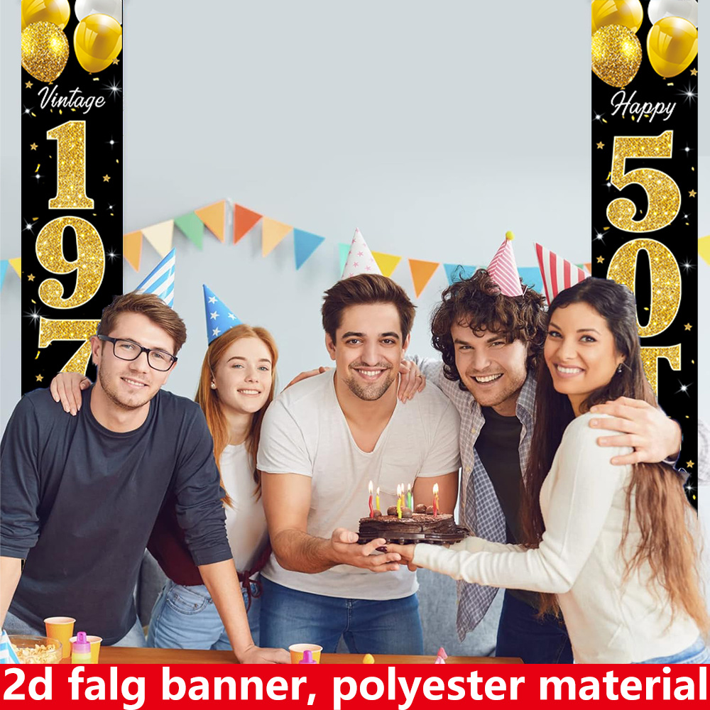 Banner plano 2D, banner de ani - Party Banner Gold avaliação e preço