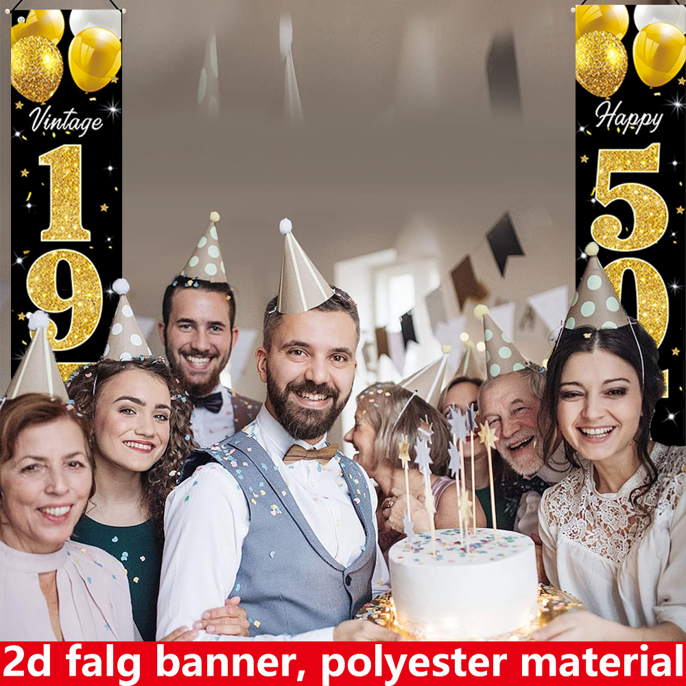Banner plano 2D, banner de ani - Party Banner Gold avaliação e preço