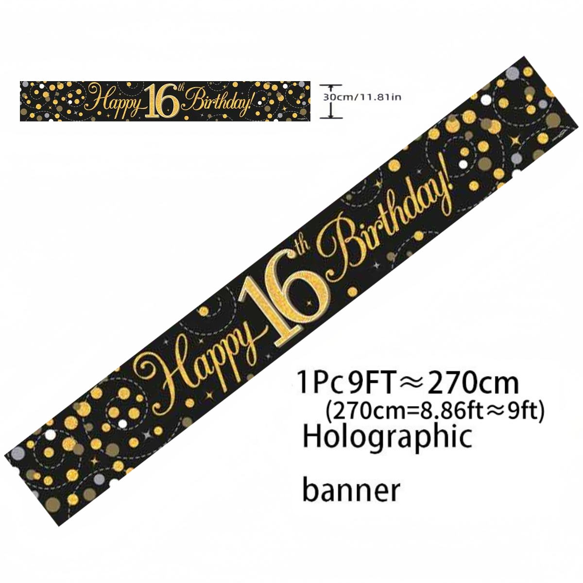 Banner de Aniversário Holográf - Party Banner Gold avaliação e preço