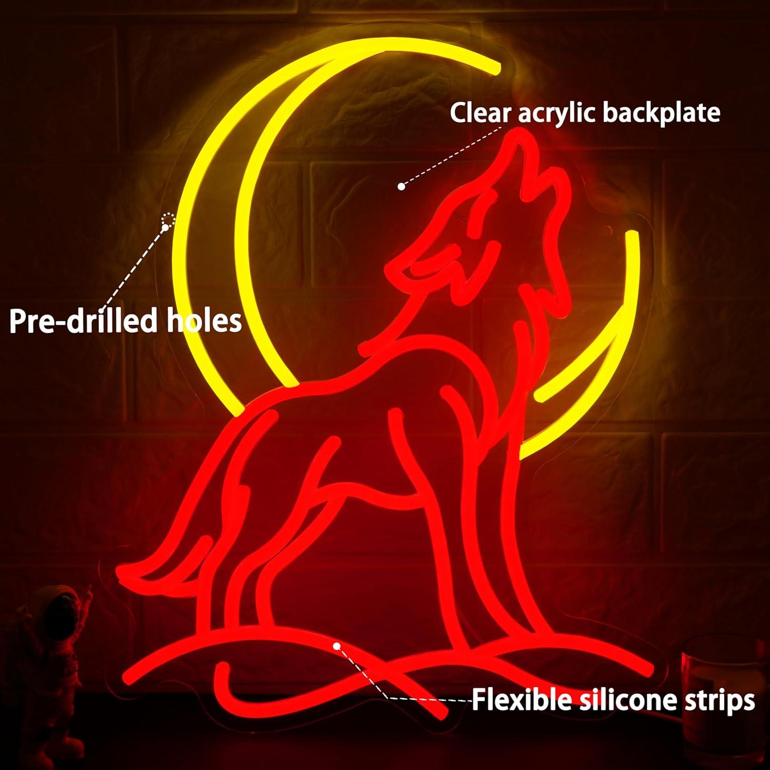 Letreiro Neon Lobo Uivante com - Neon Sign Party avaliação e preço